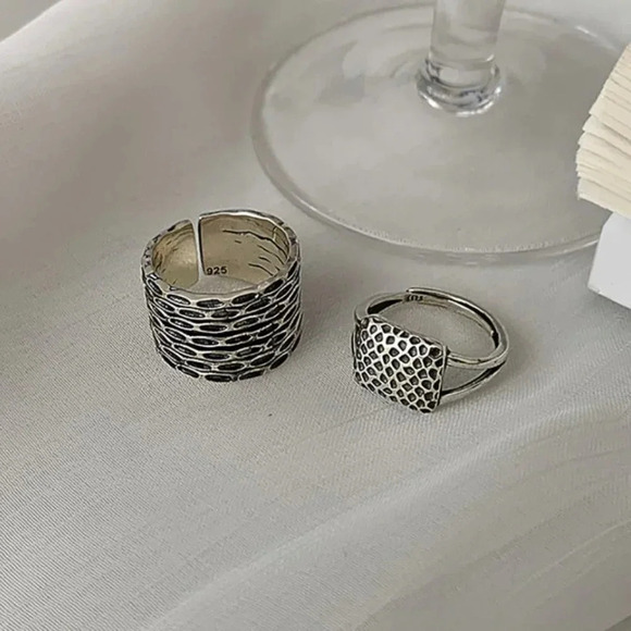 Minimalist 925 Sterling Silver Chunky Ring Geometric Abstract Ring - Picture 2 of 6